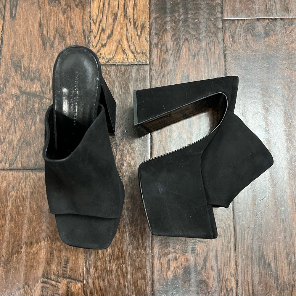 Brandon Blackwood Harlo Mule, Black Suede Leather Women’s Shoes